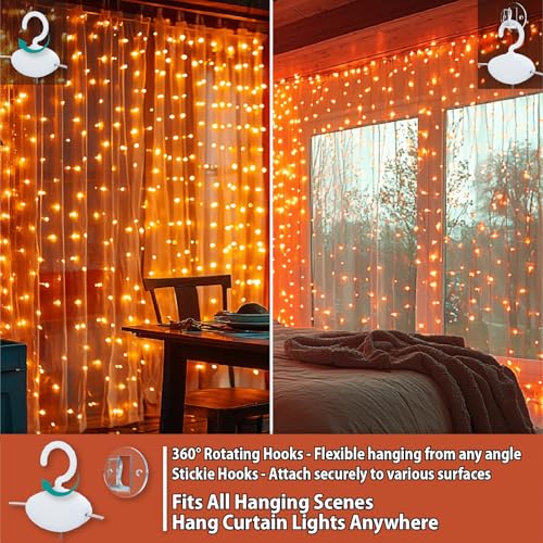 300LED Warm White Fairy Curtain Lights 2 Pack B191