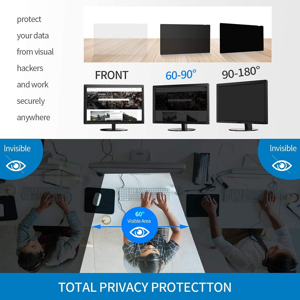 24 Inch 16:9 Anti Glare Anti Spy Privacy Screen Filter Film Pack of 2 C8043