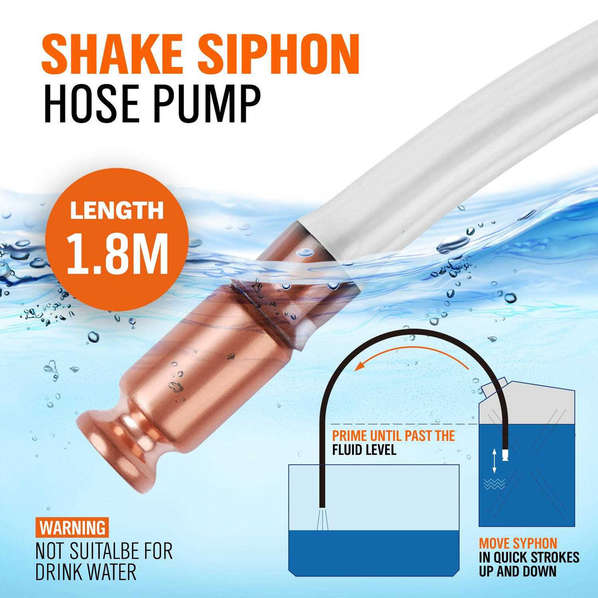 Gas Siphon Pump 6FT 1/2 Valve Tubing F445