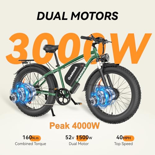 52V 4000/5000W Dual Motor Electric Bike 26" Fat Tire Q170144