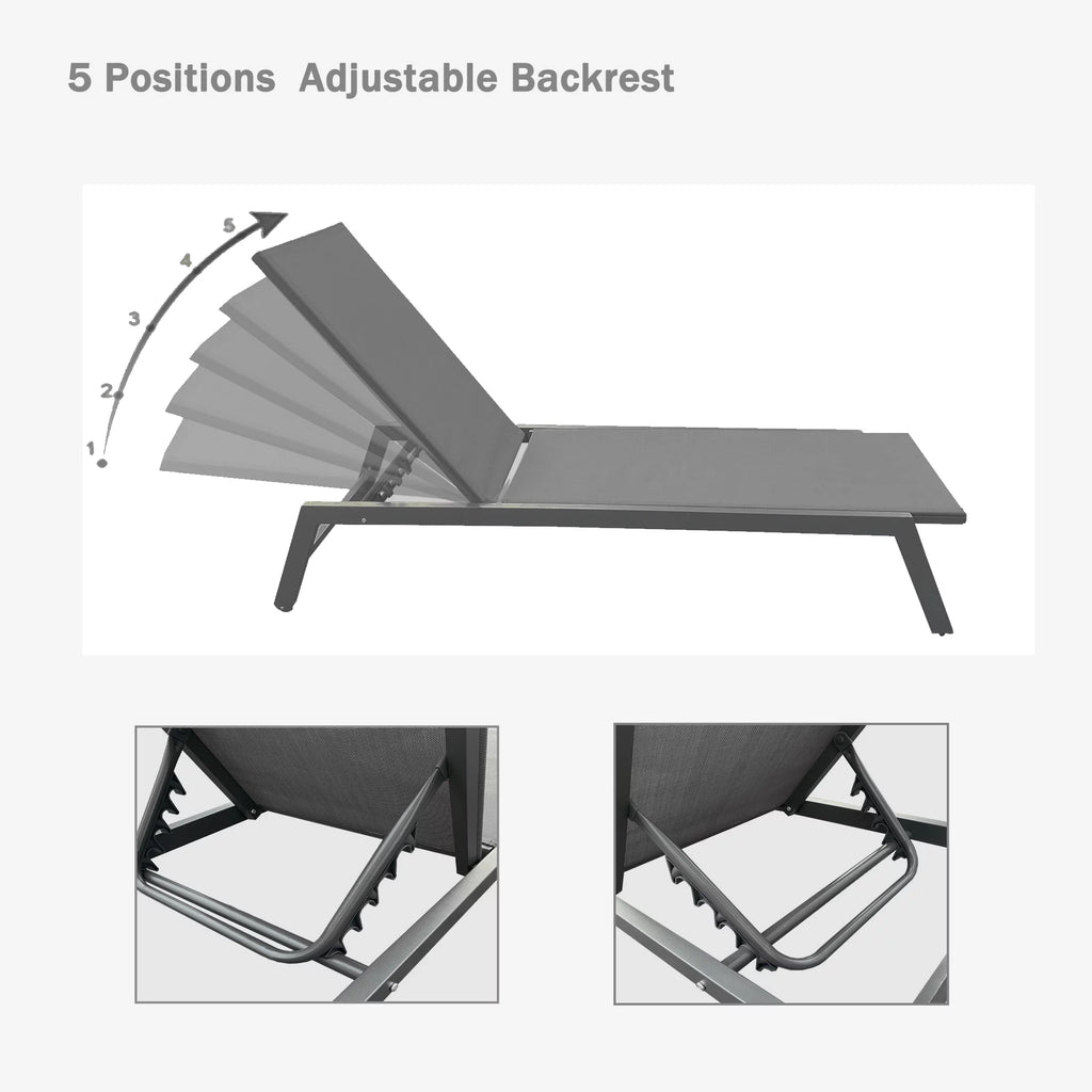 Adjustable Aluminum Outdoor Chaise Lounge Chair P8603