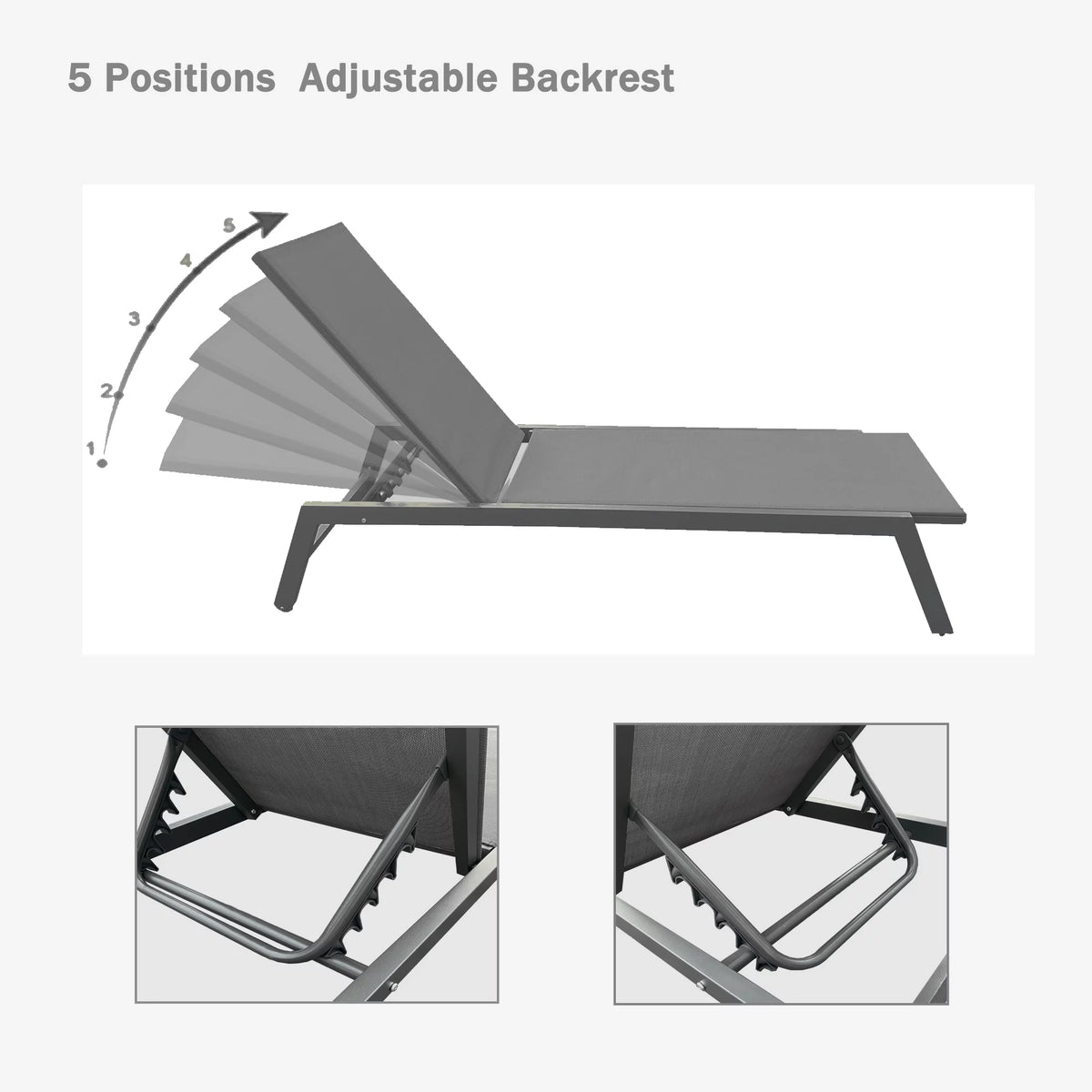 Adjustable Aluminum Outdoor Chaise Lounge Chair P8603